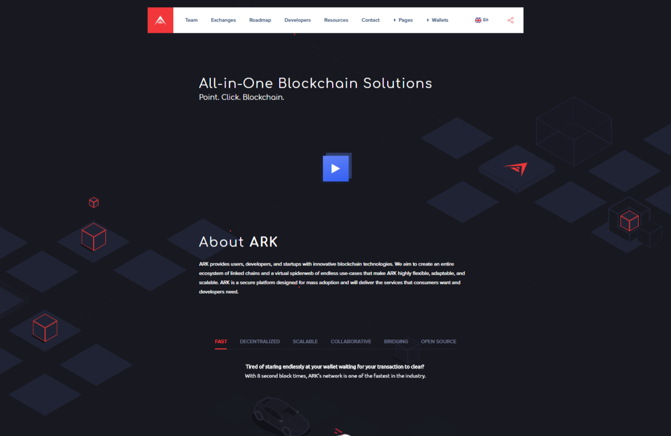 Ark redesigned website home page