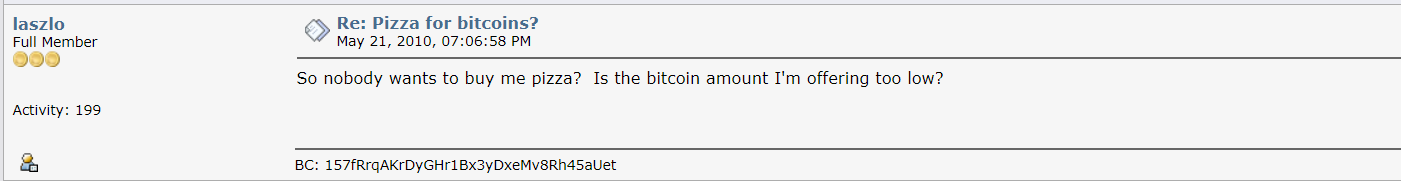 Bitcoin pizza low price comment