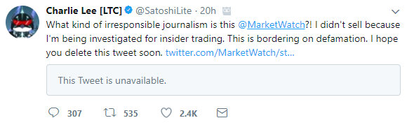 Charlie Lee Twitter Inside Trading Market Watch