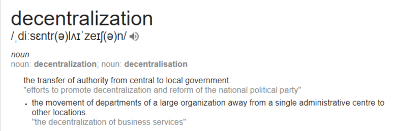 Decentralization Definition