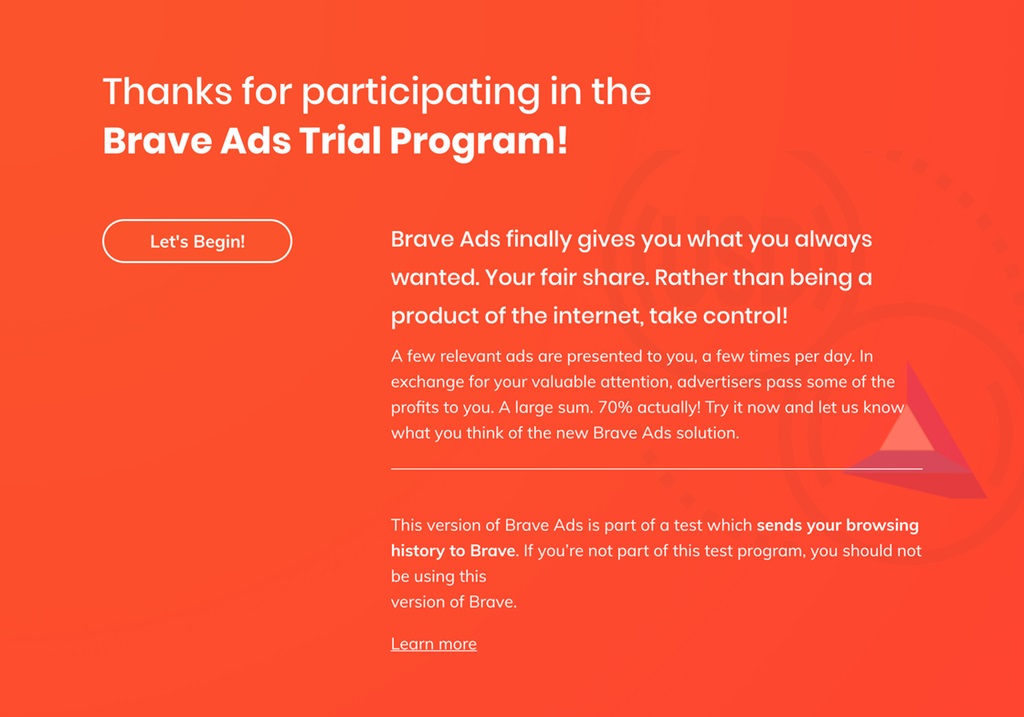 Brave Ads Trial Program